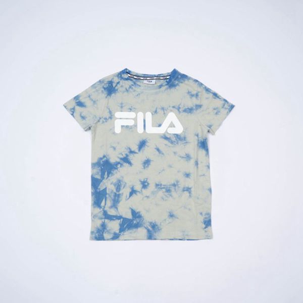 Fila Mono Deckle Tie Dye Boy's T-Shirts - Blue/Navy/Grey,NZ 957-95762